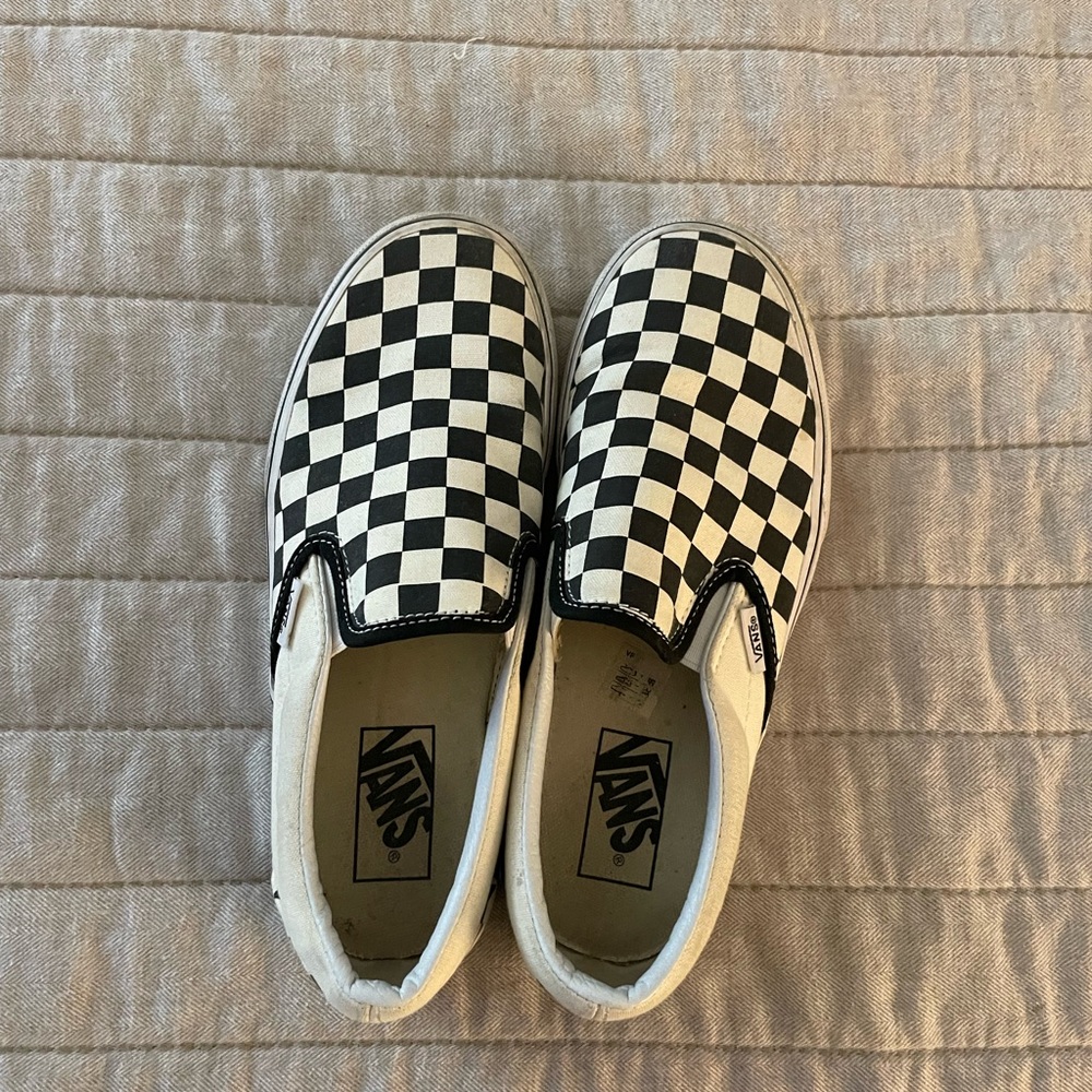 Checkered Vans Slip Ons